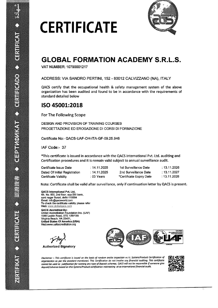 Certificazione ISO 45001:2018